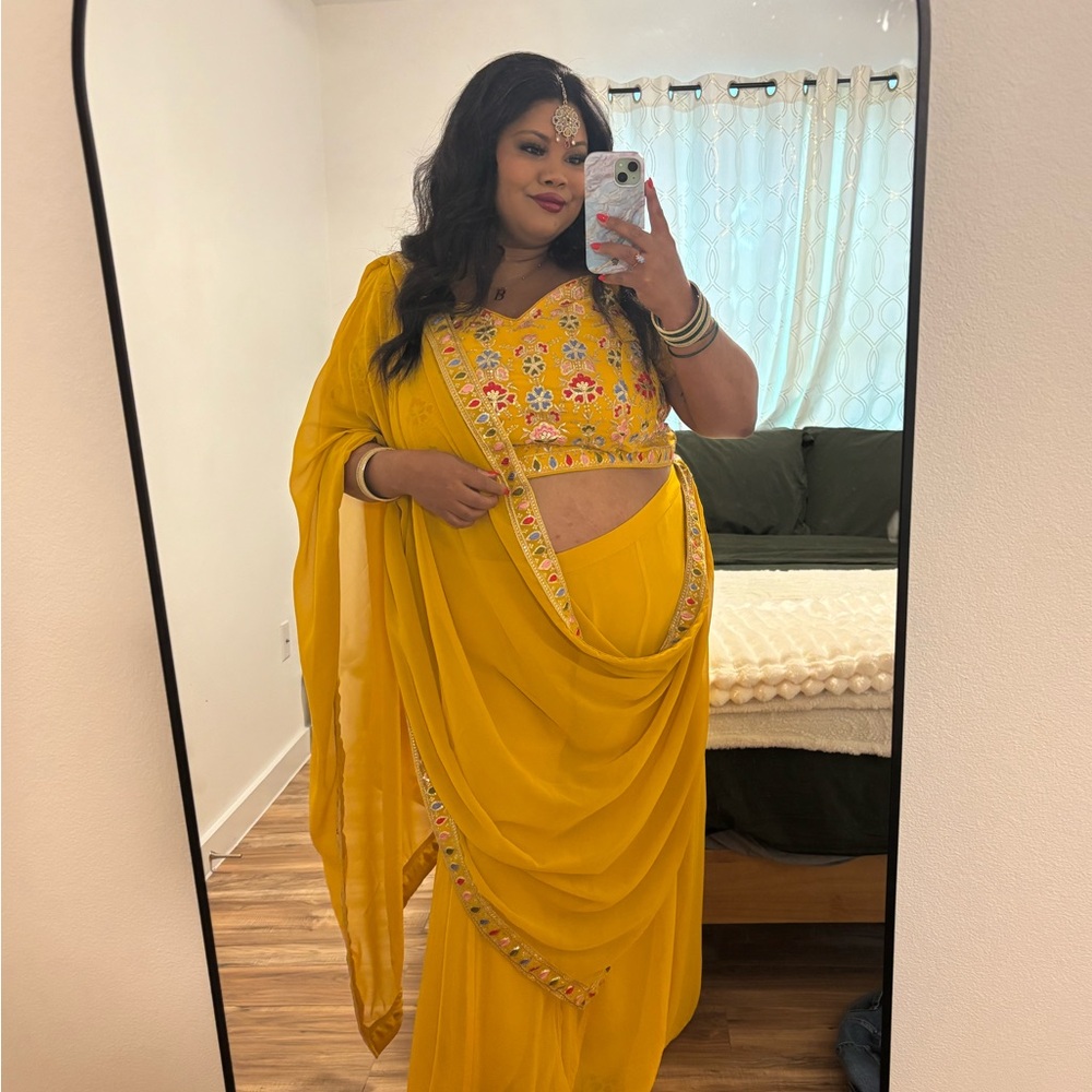 Yellow Plus Size Lehenga Choli (blouse & duppata only)